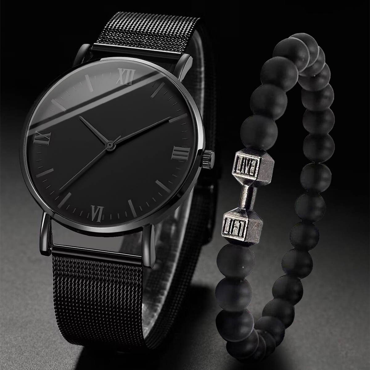 Mesh Stainless Strap - Jam tangan pria, 2 buah jam