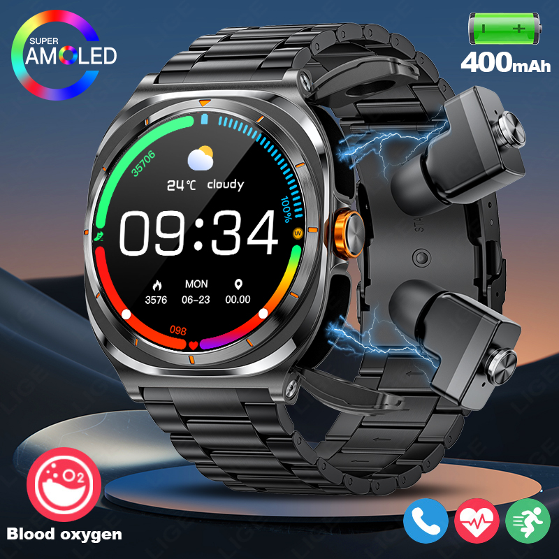 LIGE 2025 Jam Tangan Earphone  - Smartwatch Running Watches For Men ulasan dan harga