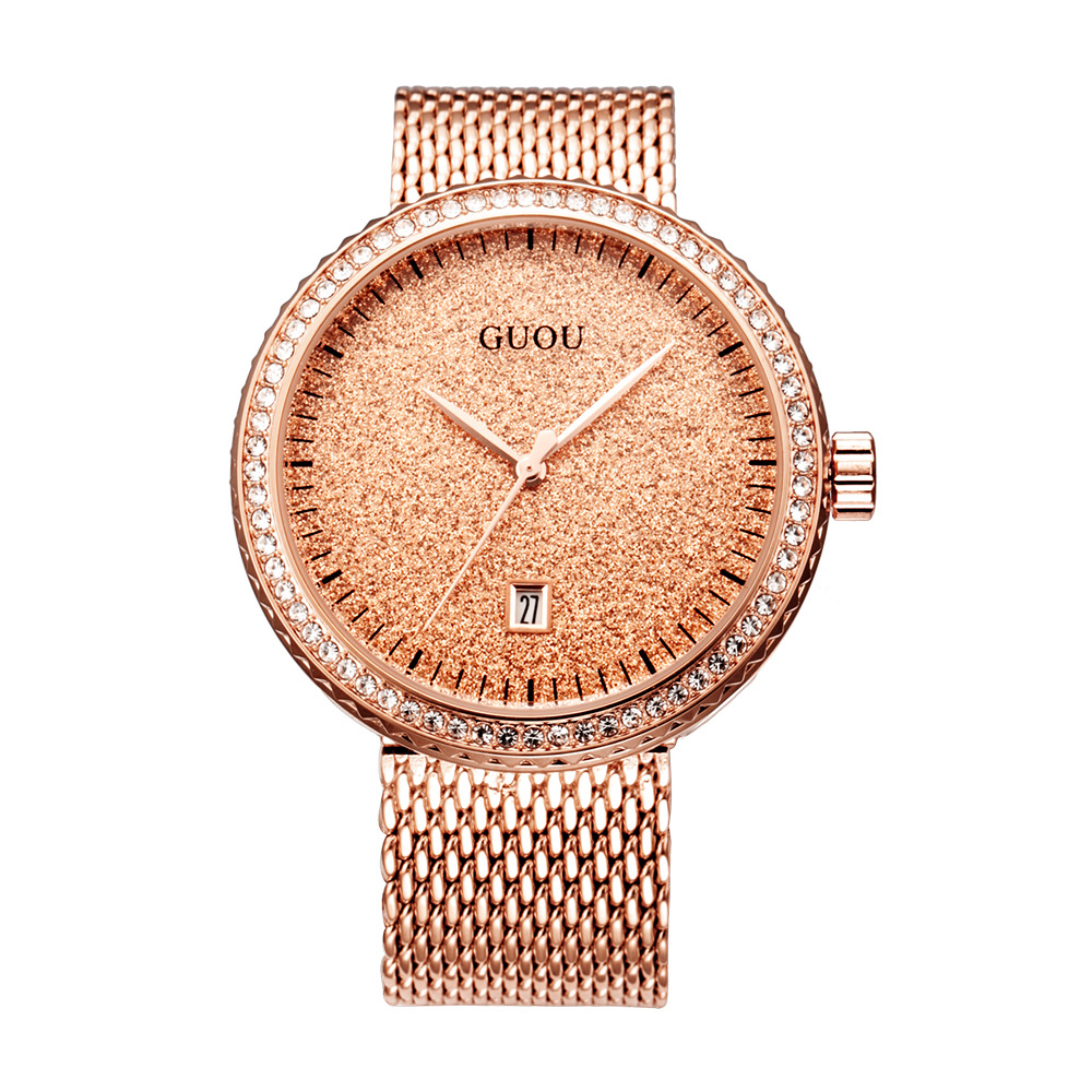 Guou jam tangan wanita Quartz  - Mesh Stainless Strap ulasan dan harga
