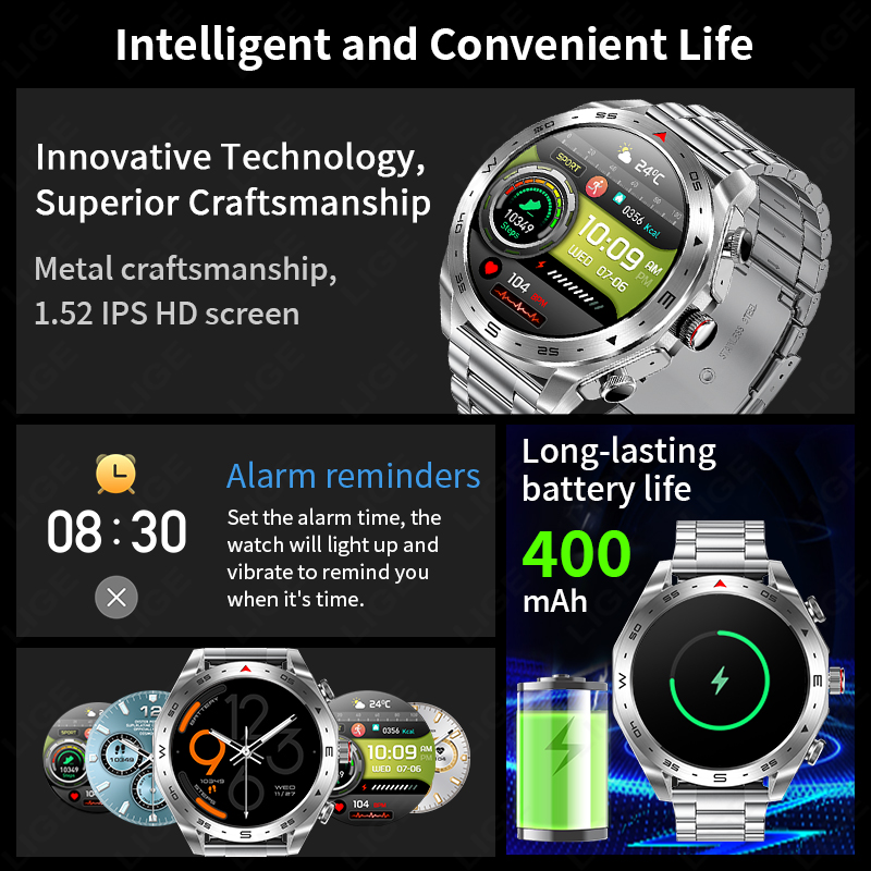 LIGE TWS Earbuds Headset Bluet - Smartwatch Noise Watches For Men ulasan dan harga
