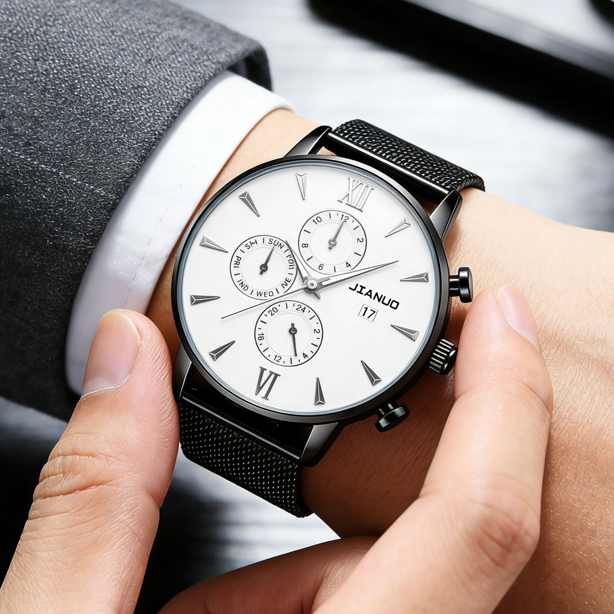 Jam Tangan Pria Kasual Trendy  - Mesh Stainless Strap ulasan dan harga