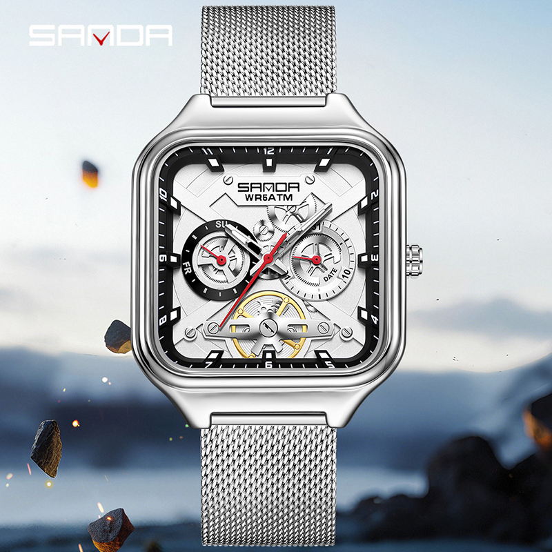 SANDA 9085 Jam Tangan Pria rel - Mesh Stainless Strap ulasan dan harga