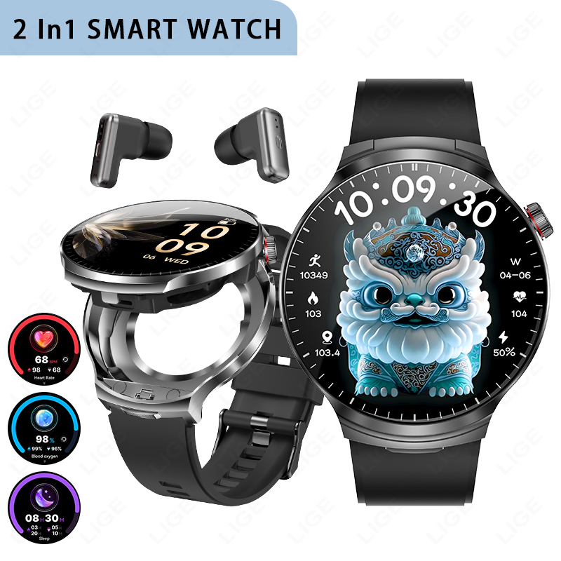 LIGE TWS 2 in 1 Headset Smart  - Smartwatch Noise Watches For Men ulasan dan harga